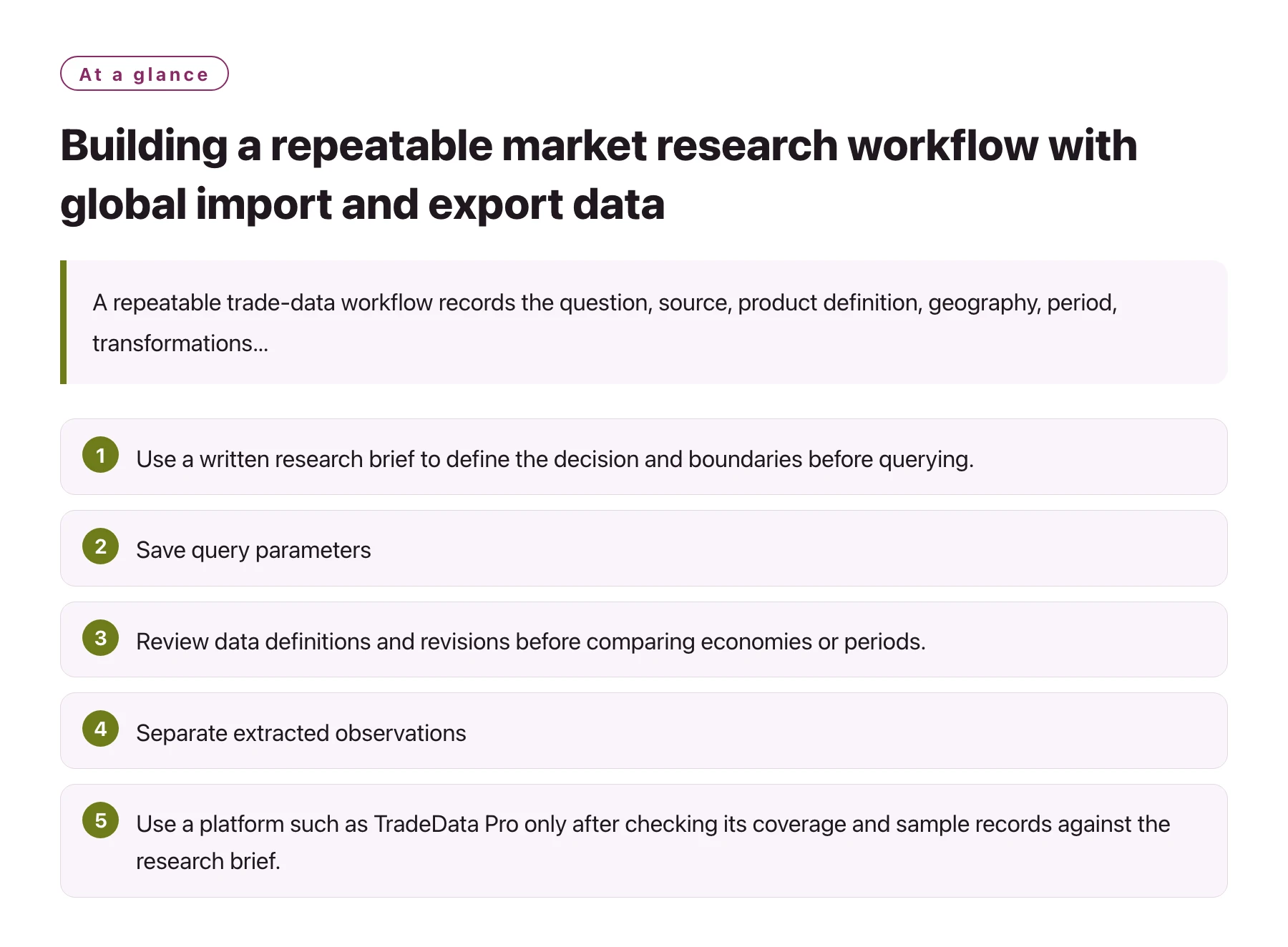 Building a repeatable market research workflow with global import and export data——全文要点速览